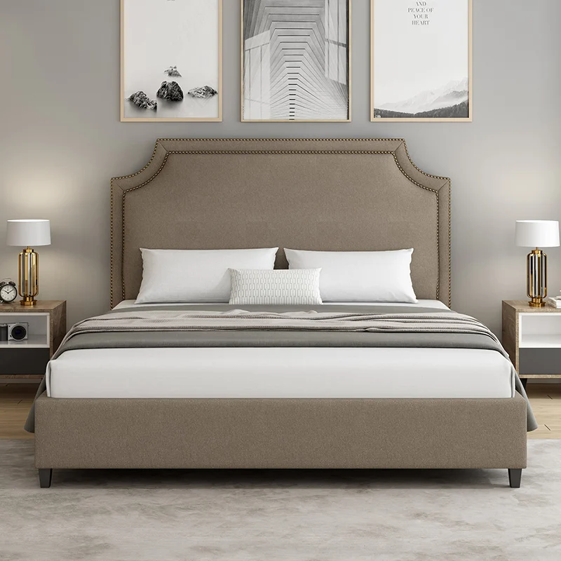 
New fashion and personality simple leather bed modern bedroom furniture leather double bed storage bed for thickened headboard 