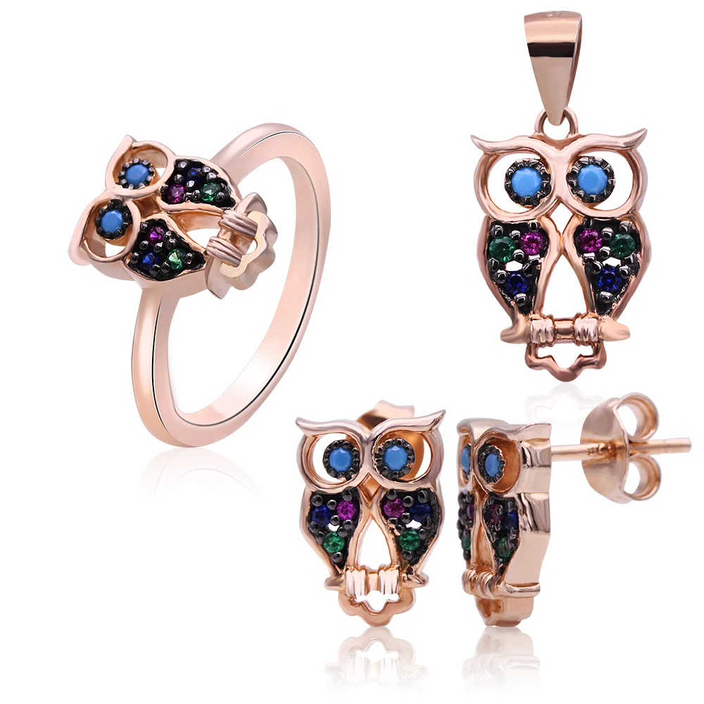 Poliva New Model Fashion Jewellery 925 Sterling Silver Rings Pave Setting 3A Cubic Zircon Owl Ring