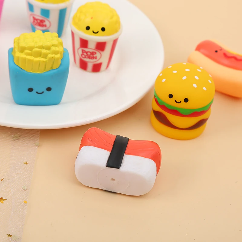 Floating Squeak Rubber Plastic Color Hamburger  Food Toy For Kids Bath Toy Swimming Pool Play Toy