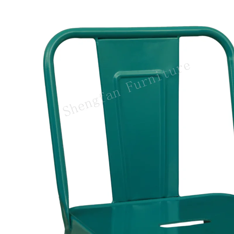 China Cheap Price French Industrial Metal Outdoor Home Bar Wedding Blue Color Dinning Bar Tolix Chair Bar Metal Tolix Chairs