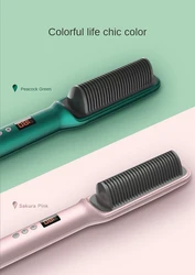 Portable Hair Straightener Fast Heating 17 gear adjust negative ions Electric Brush Hair Straightener With LCD Display