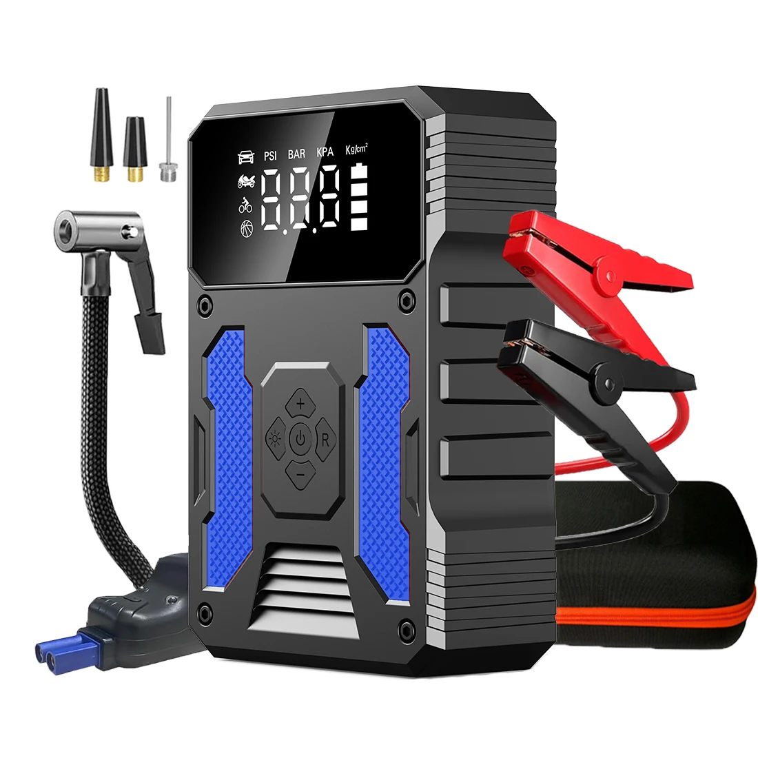 12v Portable Car Battery Charger Pack Jump Starter With Tyre Pump Jump Starter Power Bank With Air Compressor