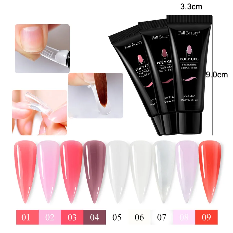 Art Salon Quick Nail Builder Nail Extensions Uv Led Poly Acryl Gel Soak Off Poly Gel Nail Kit Set