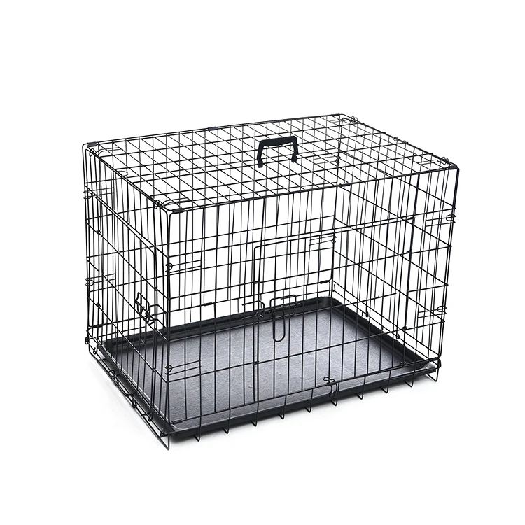 Wholesale Multiple Sizes Black Metal Dog Stainless Steel Durable Outdoor Large Folding pet cages carriers