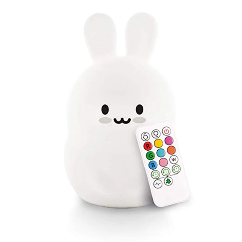 Silicone Rabbit Bunny Nursery Lamp Children Baby Night Light Sensor Rechargeable Touch