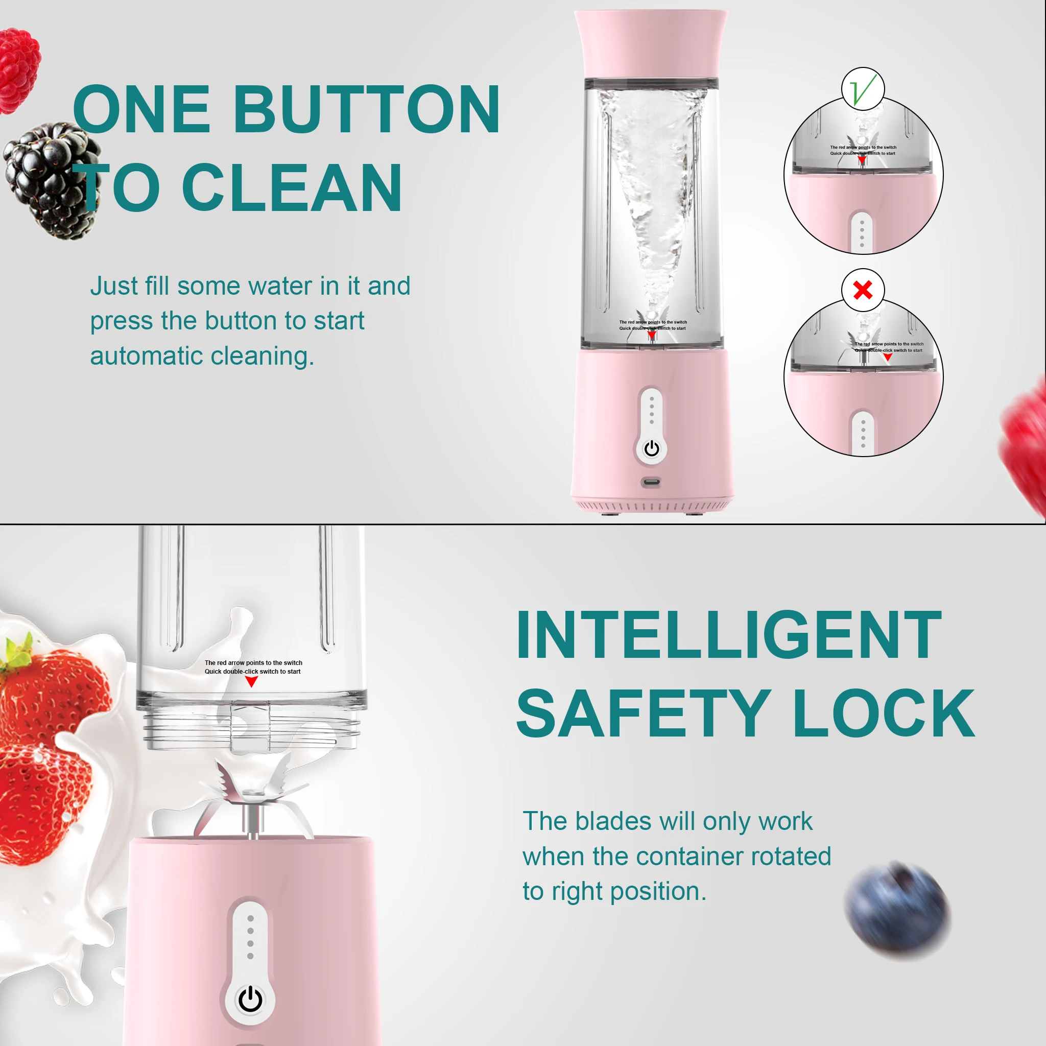 Fruit Juice  Low Noise Blender Personal Protein Blender For Ice Blending Rechargeable 4000mAh Juicer Blender Portable