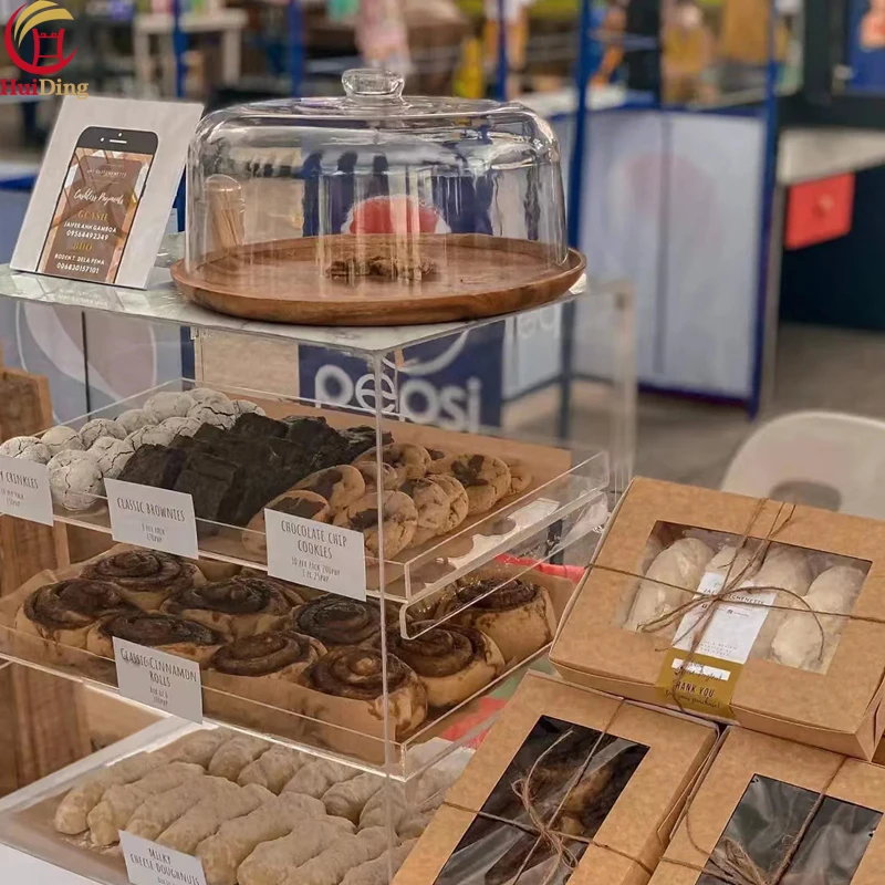 Customized Clear Acrylic bottle presenter Display Case Plexiglass showcase Lucite Bread Food Cabinet gift box