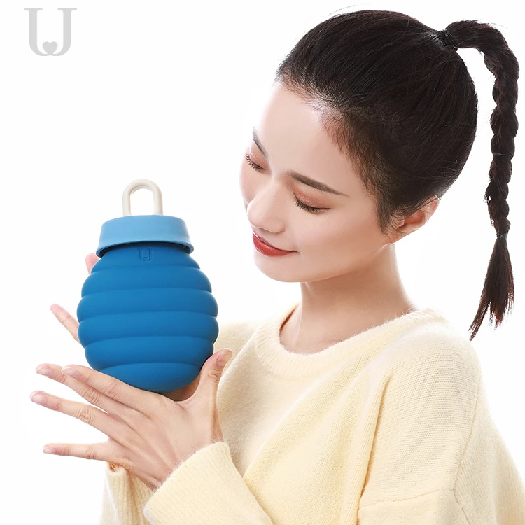 Silicone Hot Water Bag Bottle Winter with Knitted Cover Eco-firendly Microwave Heating Small Size reusable cute Hand Warmer