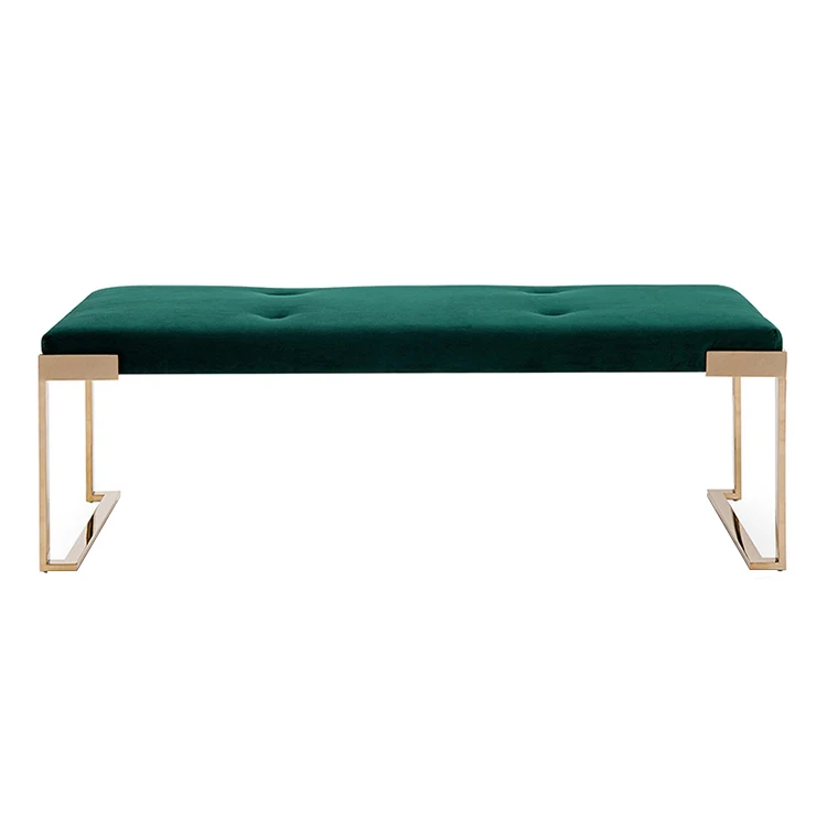 Modern Luxury European Bedroom Furniture The End Solid Wood Frame Leather Luxury Bed End Stool Bedroom