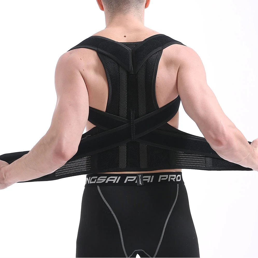 New Fully Adjustable & Comfy Back Support Brace Posture Corrector for Neck Improves and Pain