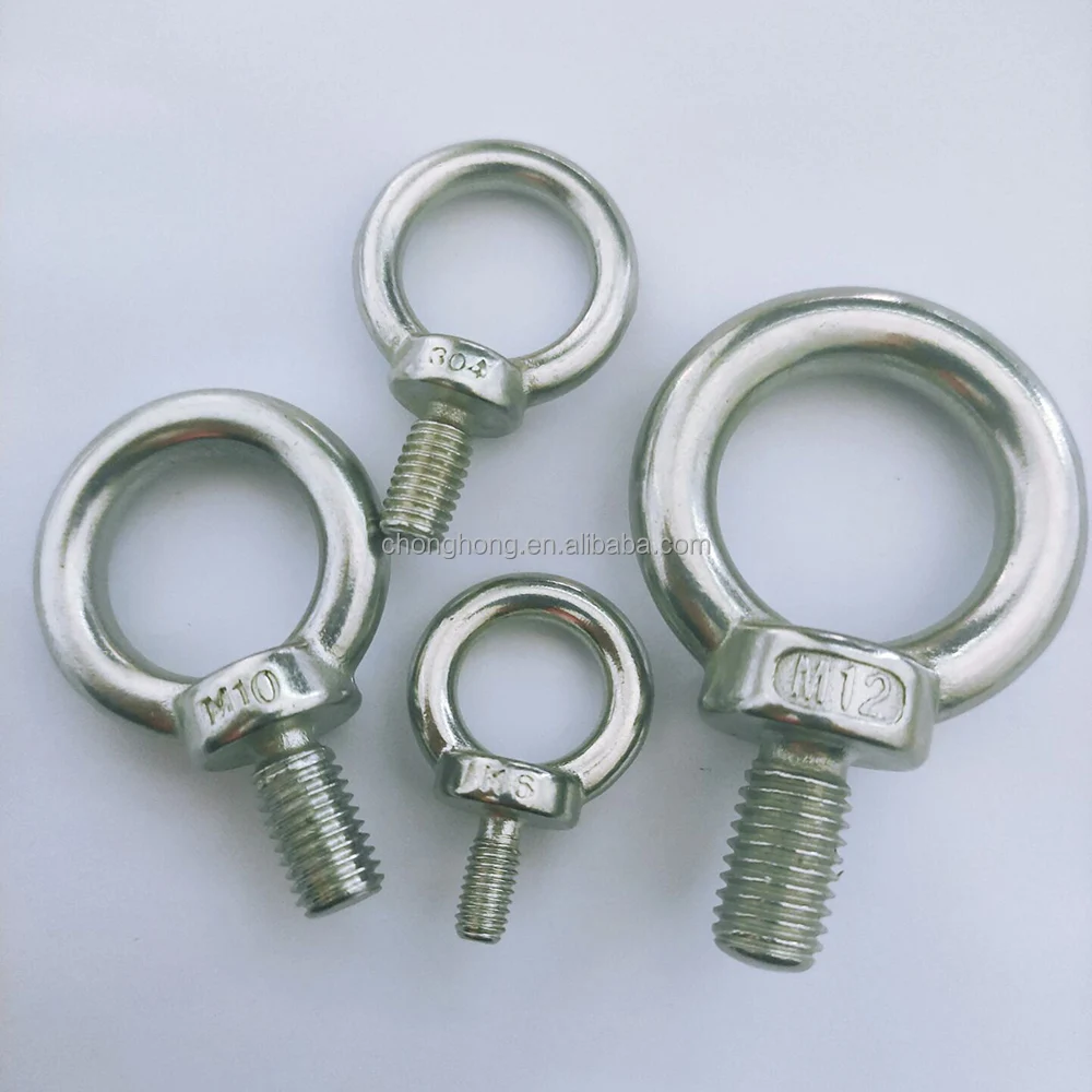 Screw M616/20/25/30/35-60mm DIN580 Eye Bolt 304 Stainless Steel Marine Lifting Eye Screws Ring Loop Hole for Cable Rope Eyebolt