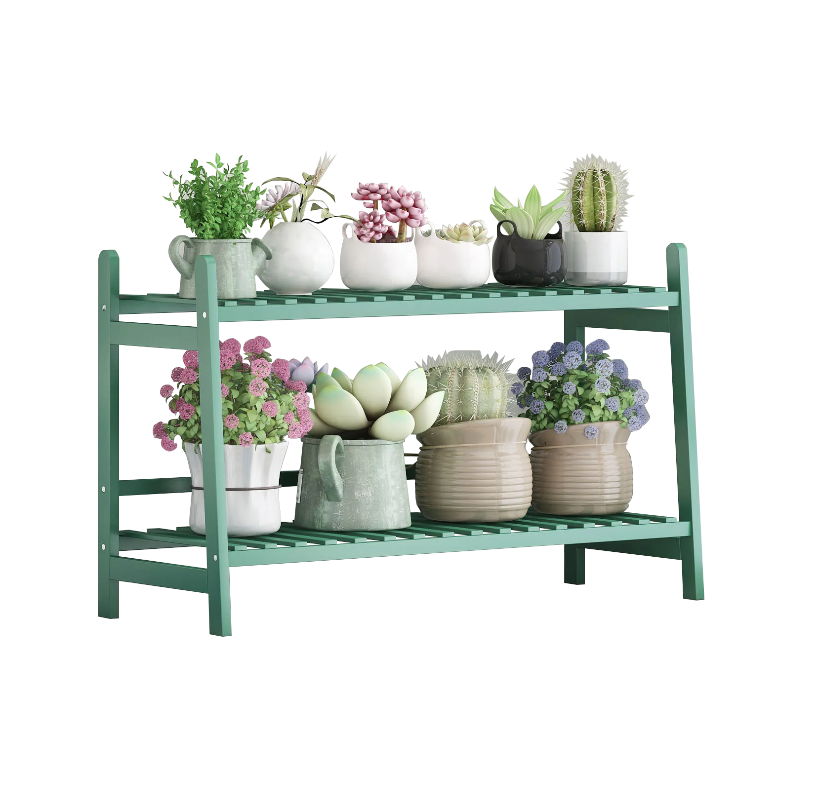 
Haichuan Bamboo modern 2-Tier Stable trapezoidal flower plant stand wholesale on ali baba 