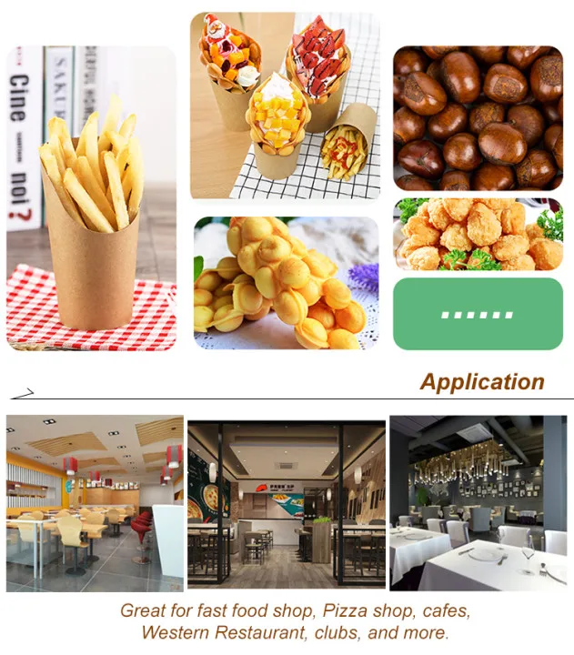 Paper food packaging box customized disposable french fries cups french fries paper chip box