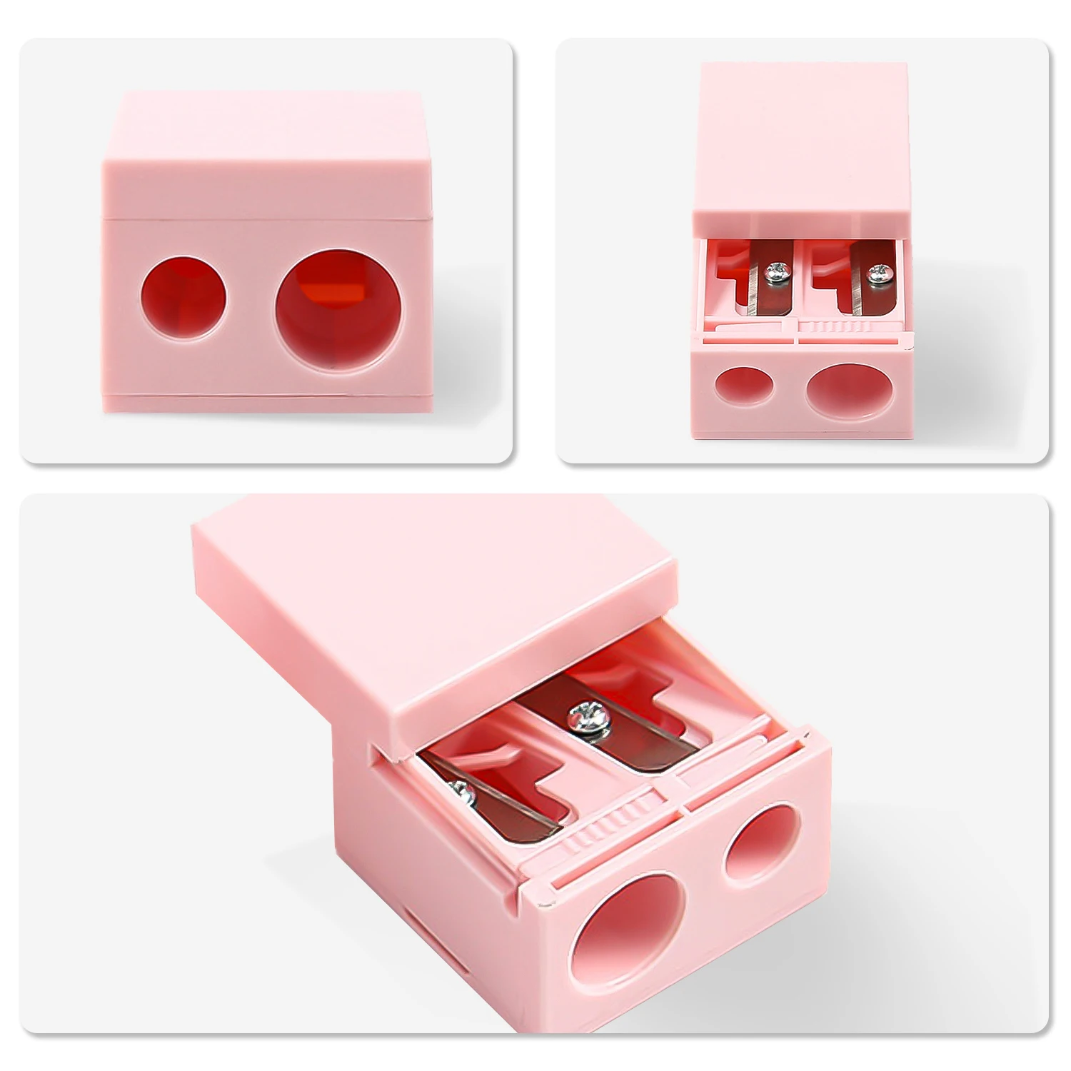 Makeup Plastic Manual pencil Sharpener cute Small mini Eyebrow lip liner cosmetic Double Hole Pencil Sharpener
