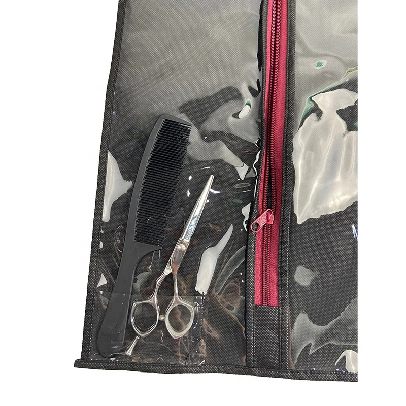 25' wig storage bag with hanger black hair extension bag with wooden hanger