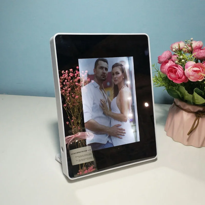 Новые творческие квадратный многоцелевой 7 дюймов; Детское платье для свадьбы; Дисплея волшебное зеркало светодиодный свет фоторамка зеркало настольная лампа