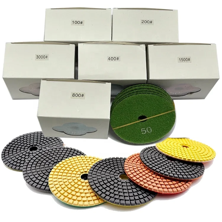 4 Inch 5 Inch Granite Sanding Abrasive Set 50#-3000# Grit Wet Diamond Polishing Pads For Granite Travertine Marble Stone