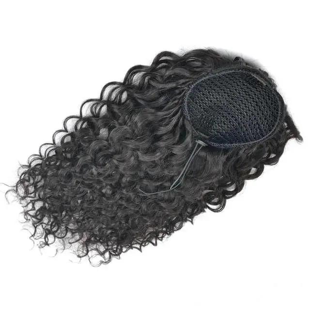 100 brazilian wrap around virgin clip in ponytail afro kinky curly  natural drawstring human hair extension ponytail black women