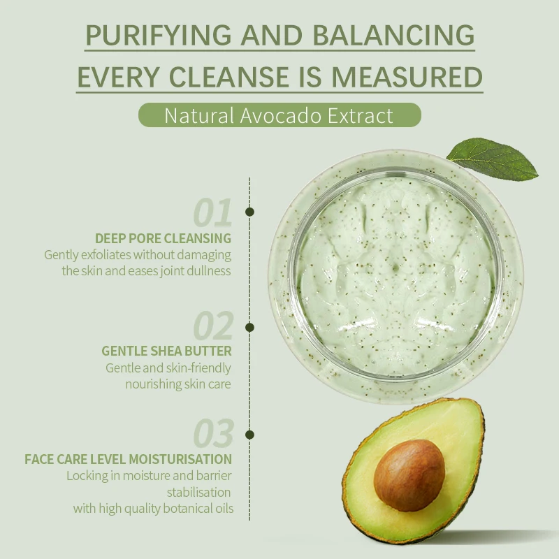 Custom own logo natural skin care 100% organic shea butter bodyscrub exfoliate wholesale ice cream fruit avocado body scrub