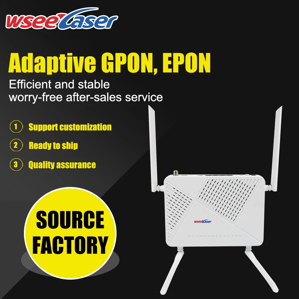 Best price WSR4 4 antennas XPON EPON GPON ONT 4GE+CATV+VOIP+5 dbi dual band WIFI router fiber optic  ONU