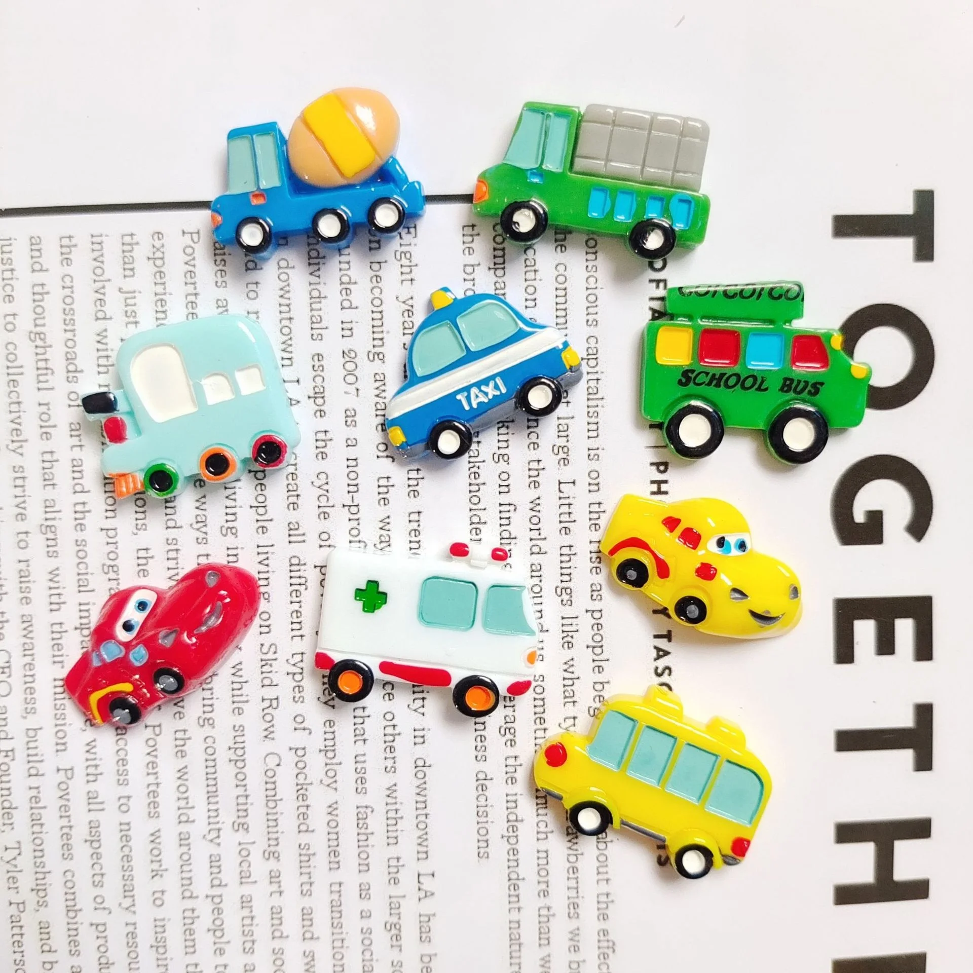 Cartoon Simulated Taxi Buses Ambulance Pendant Jewelry Making Cute Schoolbus Mixers Car Charms DIY Accessories