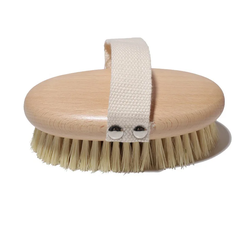 Hot Selling Beech Wood Bath Brush Oval Bristle Massage Bath Brush Hand-held Extended Sisal Bath Brush