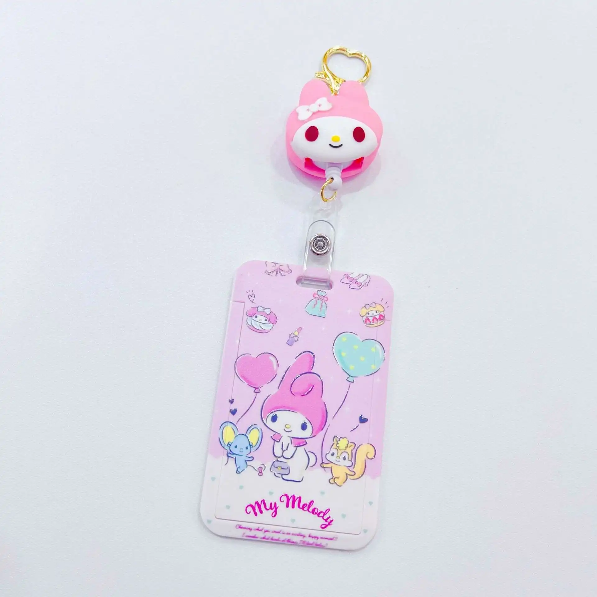 Cute Cartoon Student Card Set Retractable Bus Card Access Control Anti-lost Schoolbag Hanging Sanrio Keychain Buckle