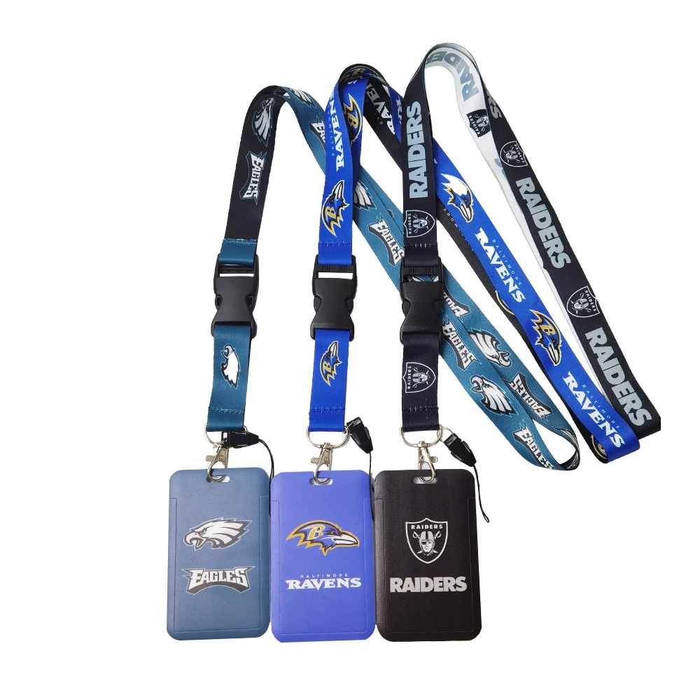 Oakland Raiders Lanyard with ID Badge Holder NFL Sport Team Card Holder Matching with Lanyard for ID Card Fans Gift