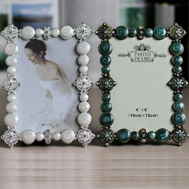 Yiwu Huifeng European-Style Retro Green And White Alloy Material Photo Picture Frame Wedding Favors