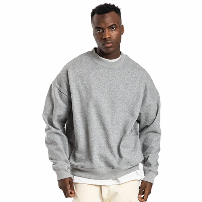 mens high quality drop shoulder vintage crewneck sweatshirt custom brand unisex oversized  heavyweight sweatshirts