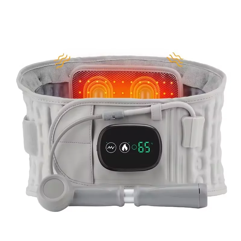 USB Rechargeable Air Decompression Vibrating Shiatsu Lumbar Massage Heating Pad Lumbar Spinal Traction Waist Massage Belt