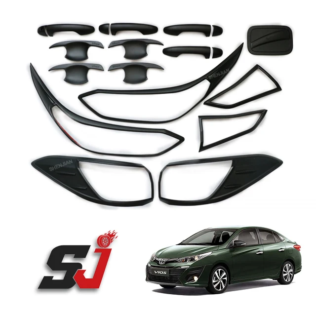 Factory Wholesale Car Headlight Cover Door Handle Bowl Full Set ABS Car Accessories Body Kit Combo Set  For Toyota Vios