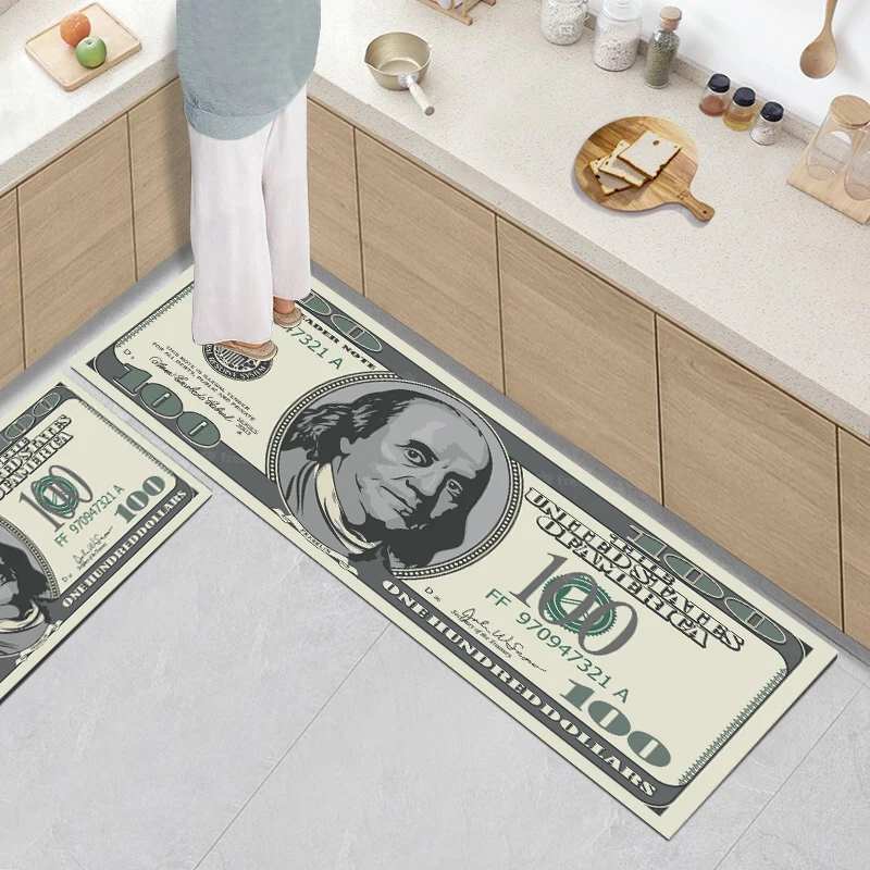 Super absorbent soft diatomaceous earth $100 banknote printing design carpet bathroom anti slip  bath mat