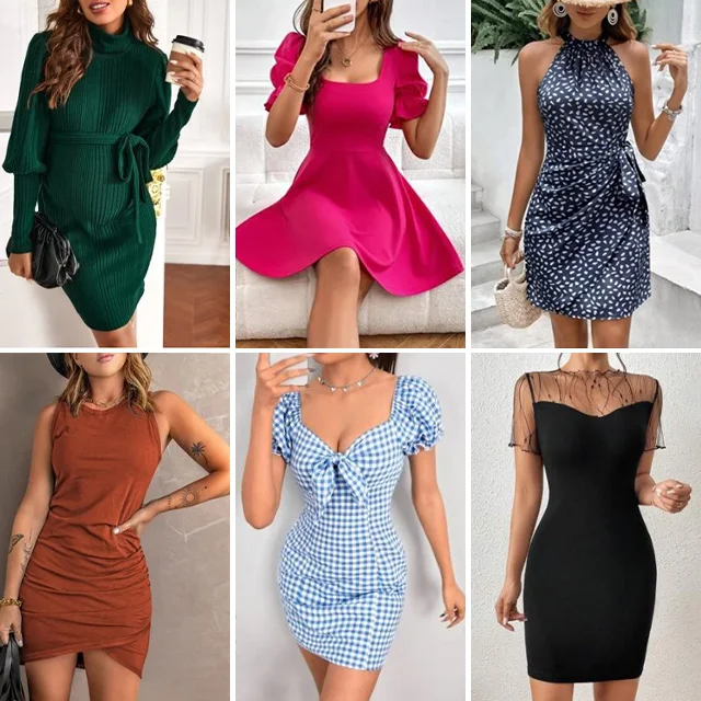 ladies long silk dress casual summer used clothes bales woman dresses second-hand clothing apparel stock