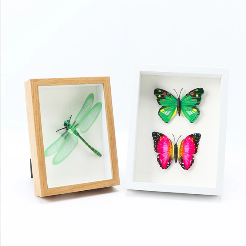 Yiwu Huifeng Custom Wooden Art 3D Shadow Box Photo Frame MDF Material Specimen Box DIY Dark Photo Frame with Glass and Mat Board