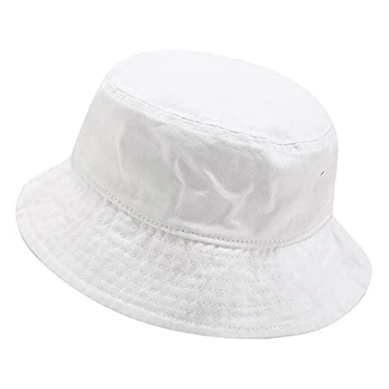 Customized white canvas embroidery bucket hat with custom logo for women and adult