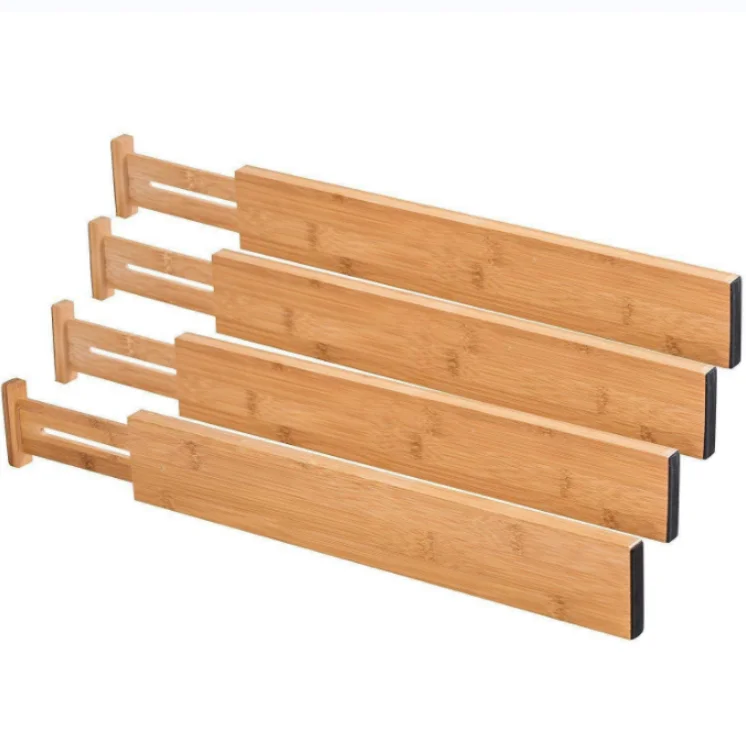 Adjustable bamboo space drawer dividers organizer retractable expandable wood bamboo drawer dividers with inserts