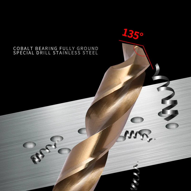 High-Speed Steel 1-13mm Drill Bit Set Titanium Coated HSS M2 Material 5mm Working Twists for Metal Drilling Tin Finish