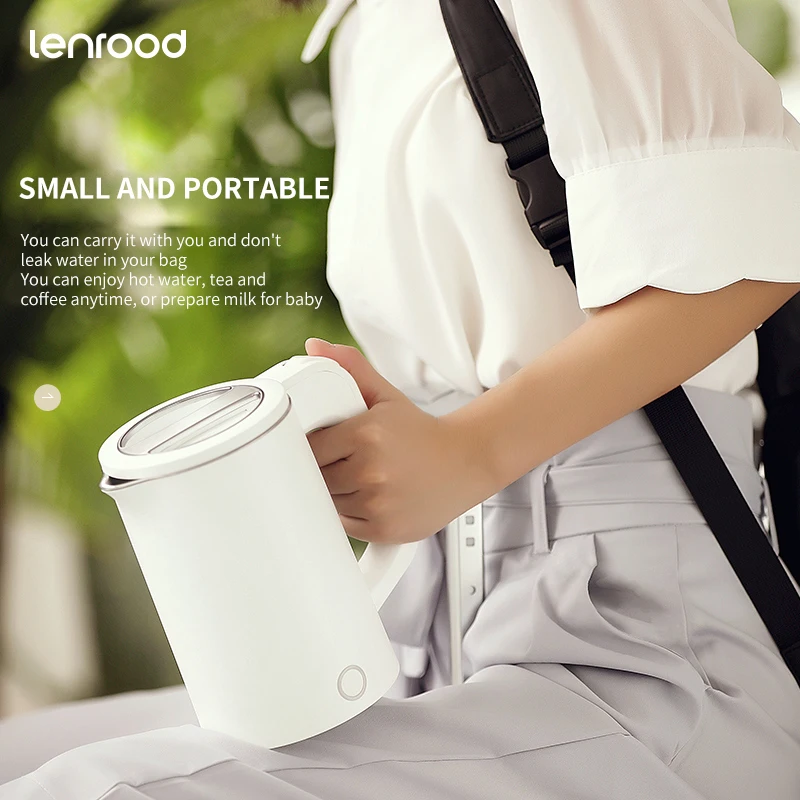 
Lenrood 0.6L Mini Travel Kettle Perfect For Traveling Cooking Noodles Boiling Water Eggs Coffee Tea White (LRW5809) 