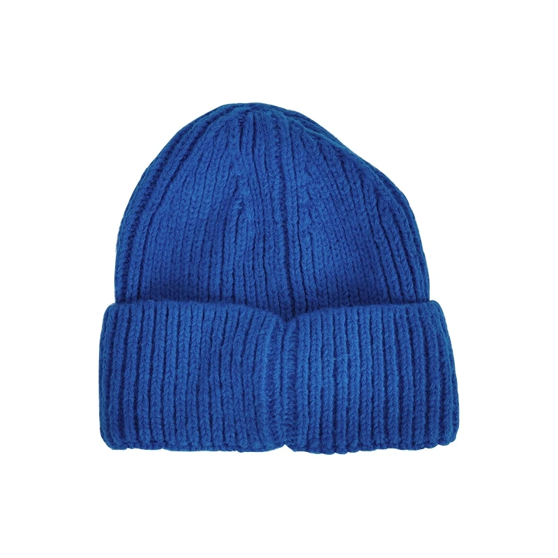 Custom Logo Winter Warm Casual Crochet Beanie Cap Sports Cuffed Knitted Hats Wholesale