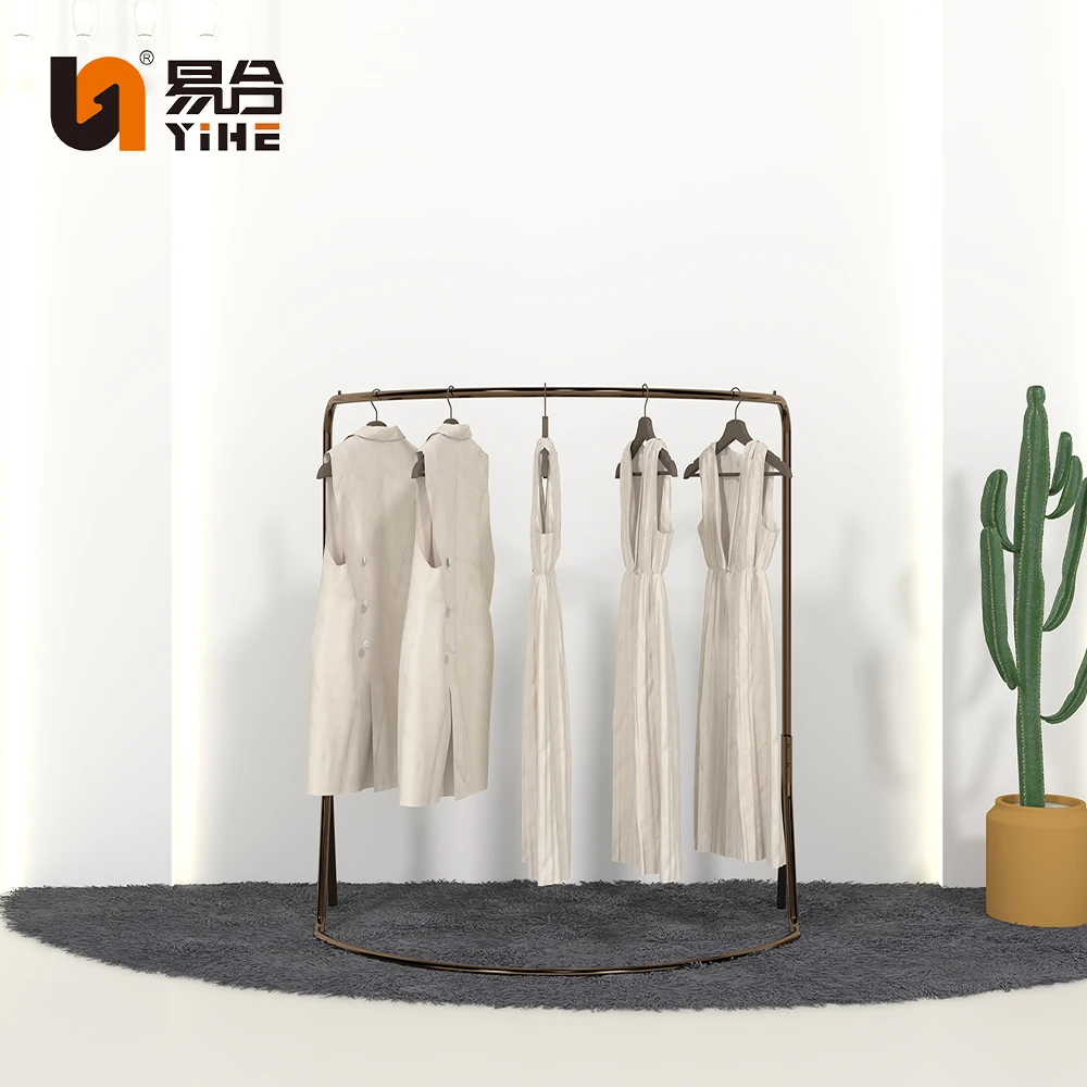 Modern minimalism style multi-functional clothing display rack stainless steel coat and hat rack for clothes chop
