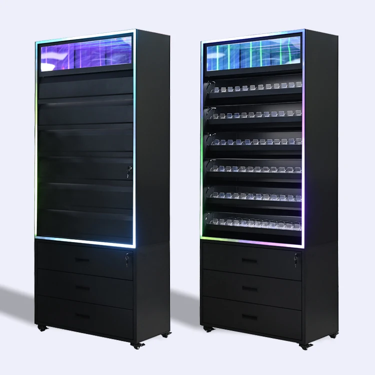 APEX Custom Floor Standing Metal Smoke Display Stand Large Storage Capacity Display Racks with RGB Led