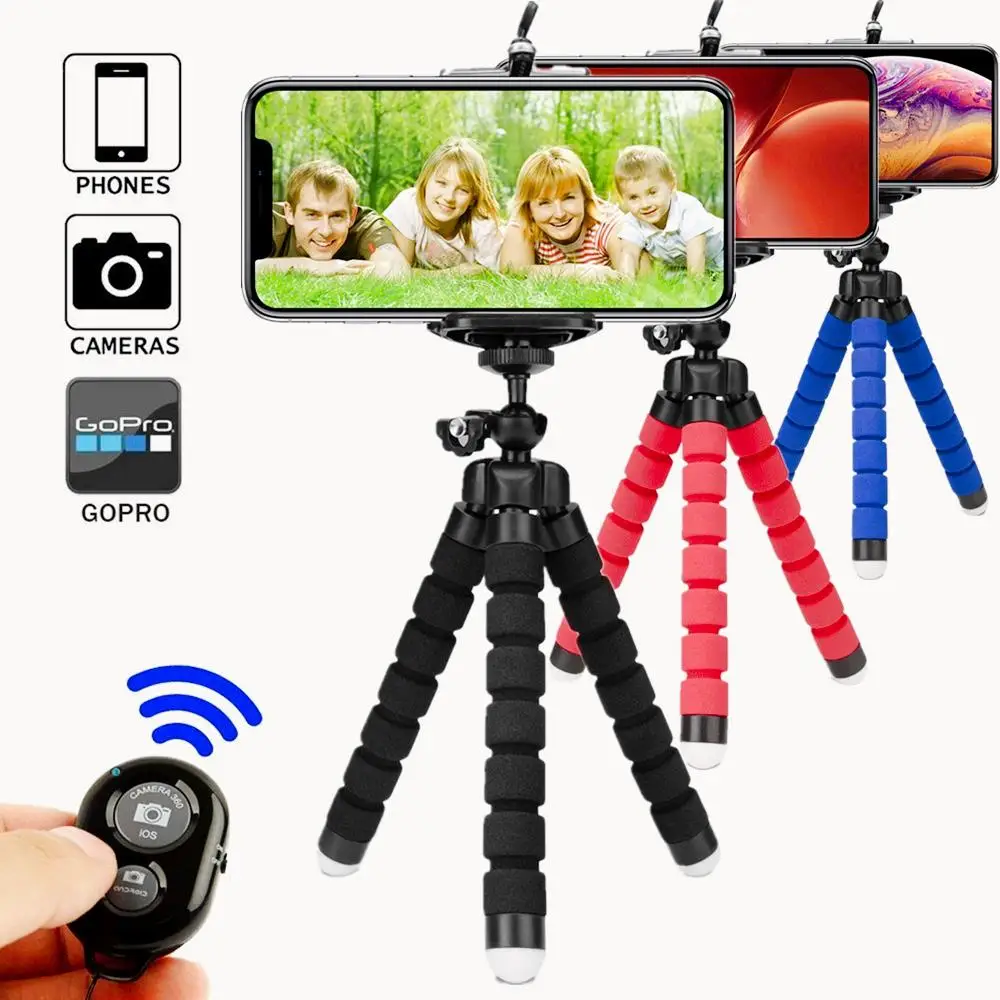 high quality wholesale Sponge Octopus mobile phone holder flexible tripod stand professional selfie stick tripod