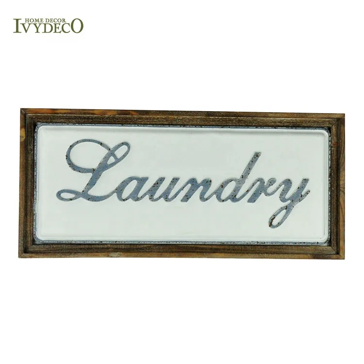 
IVYDECO Laundry Co. WASH DRY FOLD AND REPEAT Vintage Metal Signs 