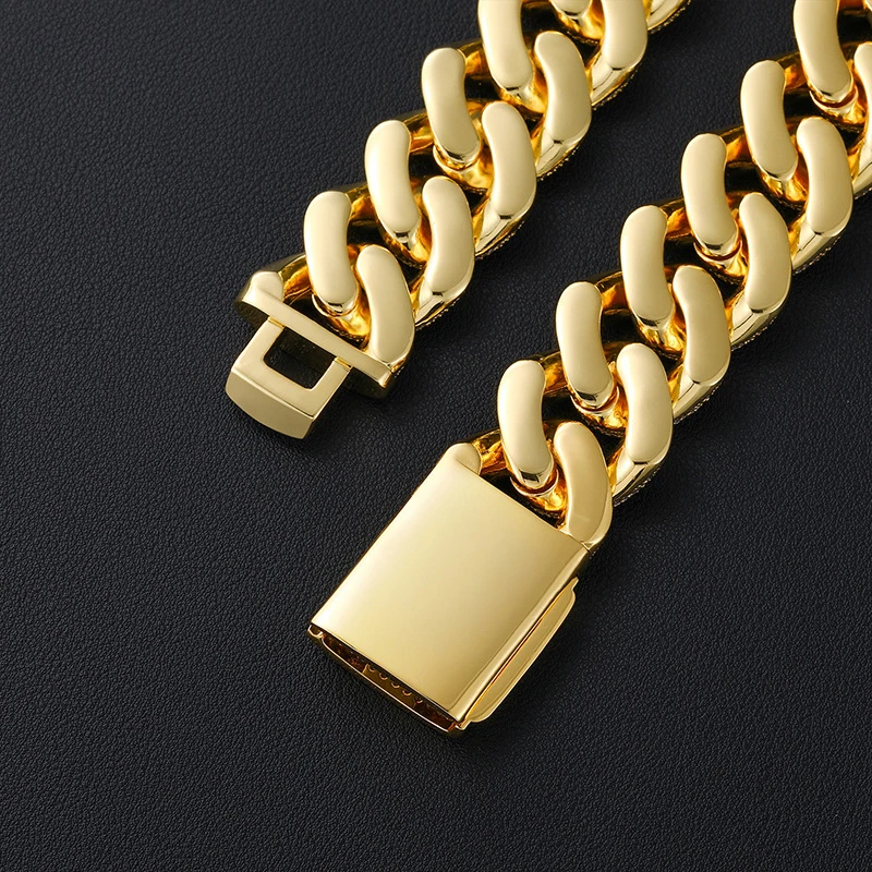Gold Heavy High Quality 18k Gold Plated 20mm 25mm Iced Miami Cuban Chain for Men Necklace