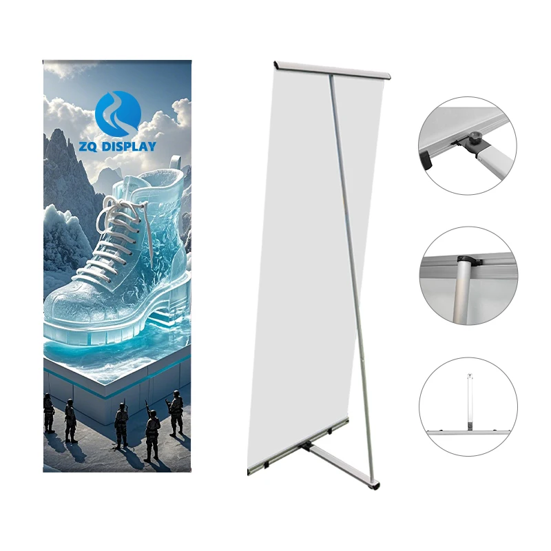 Portable 80*180cm Aluminum L Banner Stand Custom Printing Roll up Display for Advertising Exhibition Factory Price