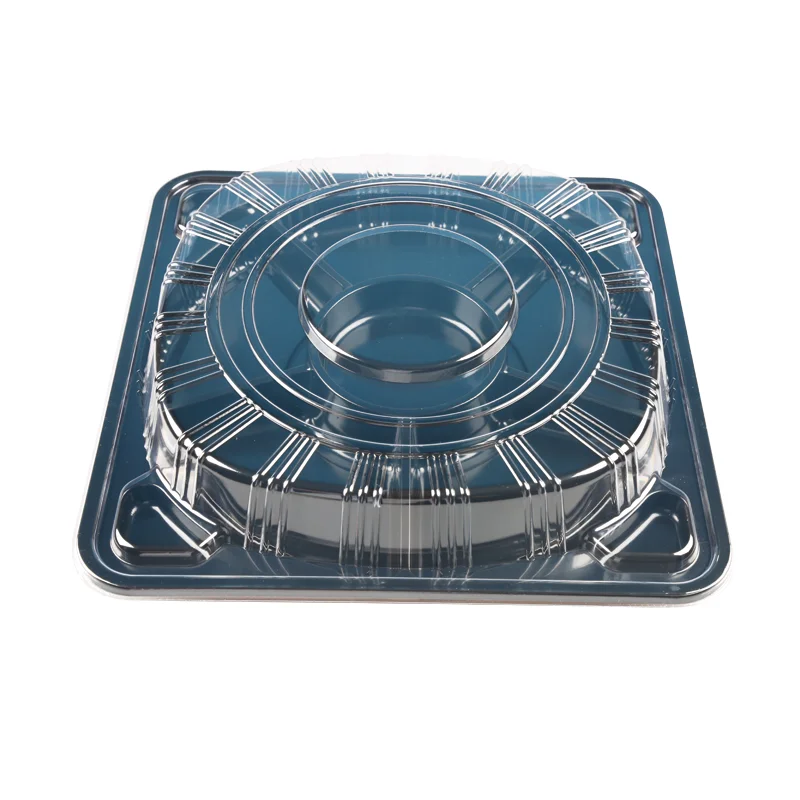 Sushi disposable party tray compartment plastic Sushi container box with lid