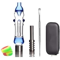 New Blue 5.5  Inch Mini Nector Collector Kit With Spiral GR2 Pure Titanium Steel Tip Gift Package