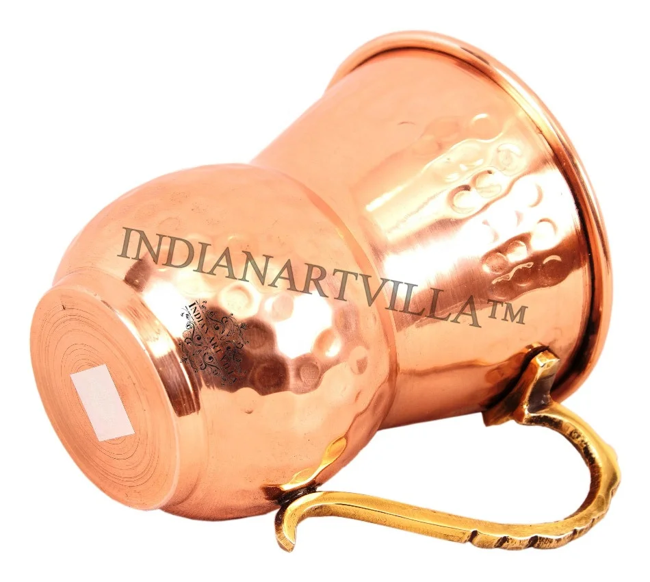 Pure Copper Moscow Mule Mug With Copper Handle Hammered Texture With Mirror Polish At Wholesale Price Bulk Selling Product
