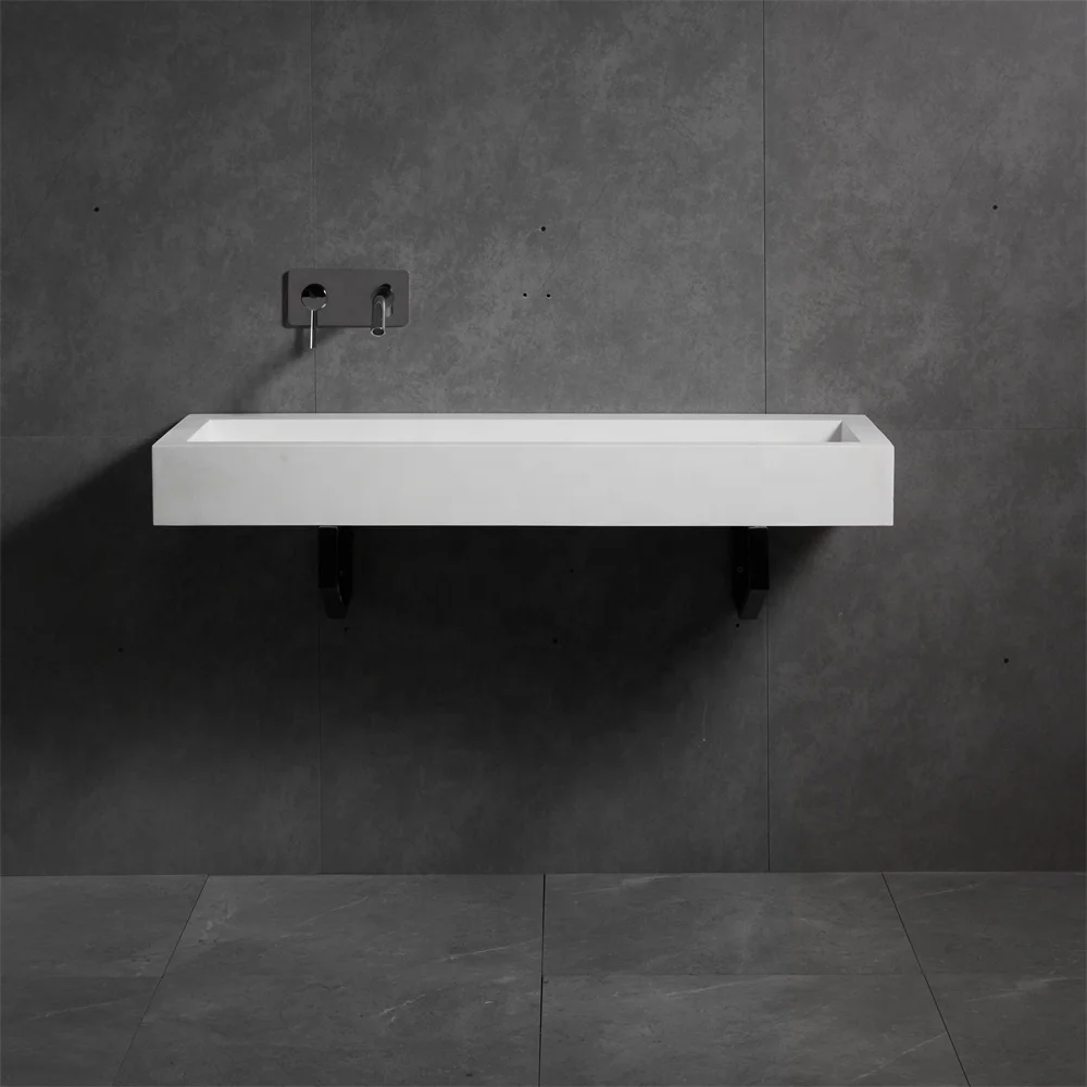 New Fashion Basin Solid Surface White Wall Hung Sink Bathroom Vanity Basin Artifficial stone Hand wash Sinks